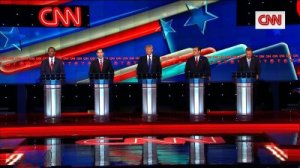 GOP candidates at the CNN GOP presidential debate in Houston, Texas on February 25, 2016.